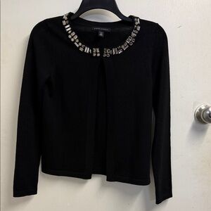 Black Cardigan with Beaded Collar